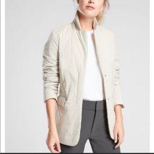 ATHLETA evolution blazer L puffer Vnec snap Moonstone Commute Travel Jacket Coat